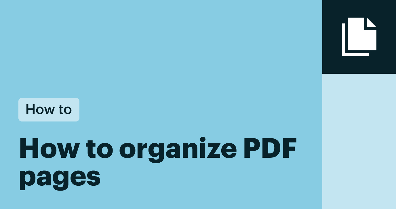 How to organize PDF pages